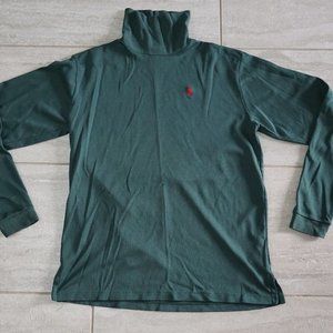 Vintage Polo Ralph Lauren Striped Turtle Neck Sweater Mens XL Cotton Green